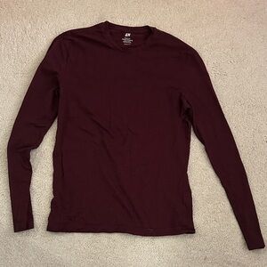 H&M Deep Maroon Long Sleeve slim Top